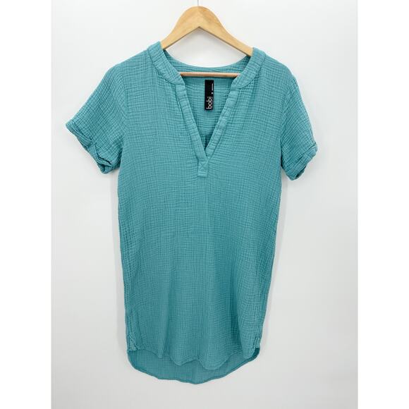 bobi Dresses & Skirts - Bobi T-Shirt Dress Women Medium Blue V Neck Gauze Mini Summer Boho Coastal